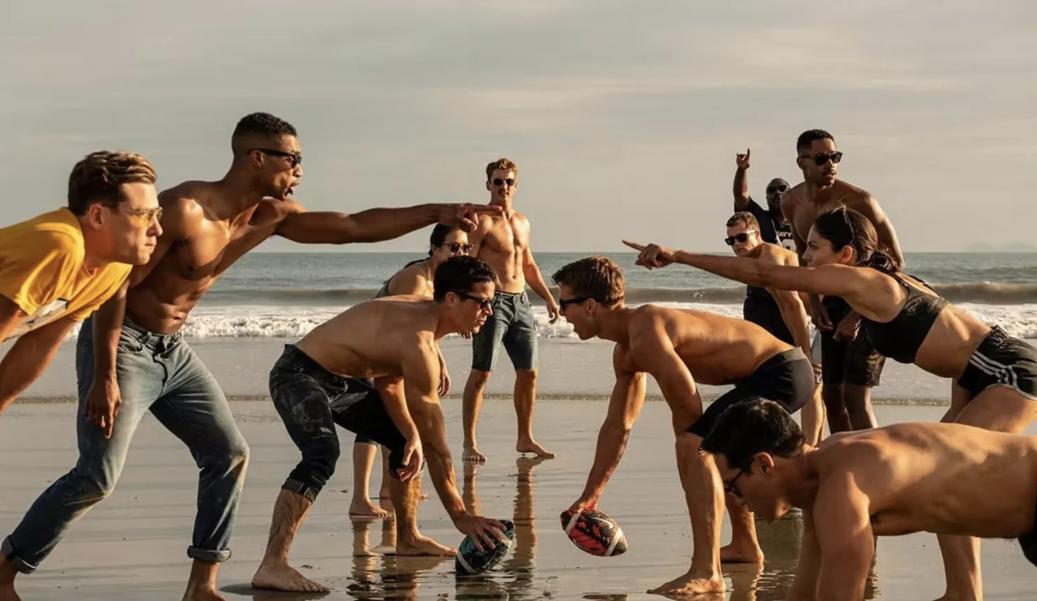 Beach football scene from Maverick