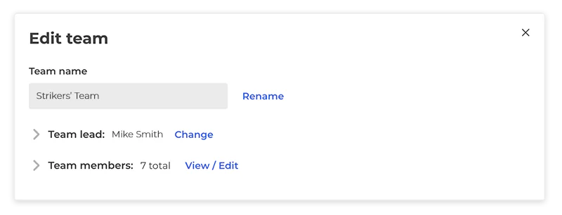 Edit team's name