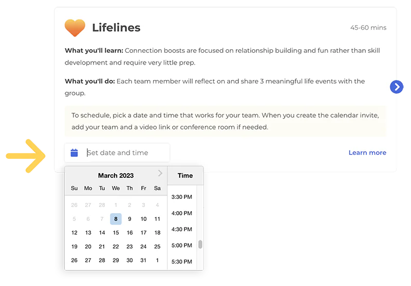 Team lead scheduling dates